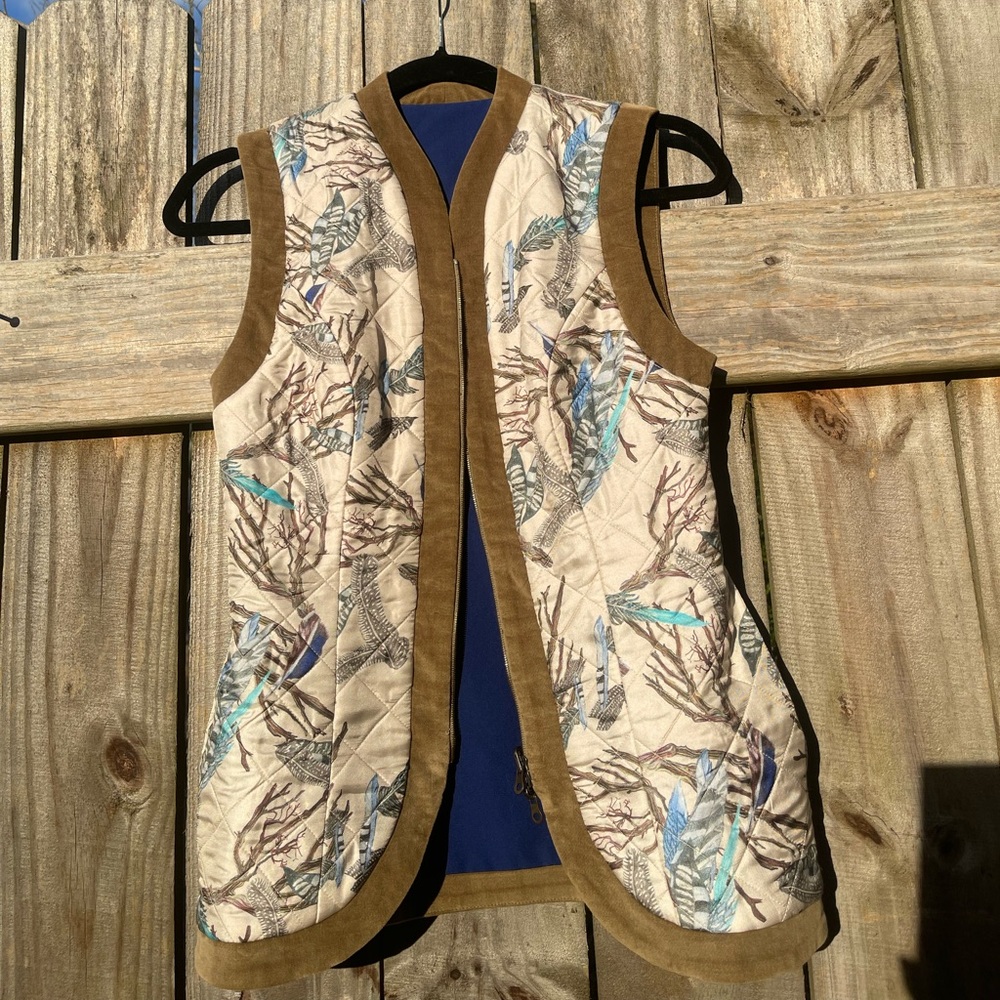ALA VON AUERSPERC Quilted Vest with Nature Print Size XXS